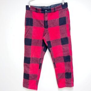 Vintage  1940’s Johnson Woolen Mills Wool Hunting Pants Red Black Sz 38 Waist